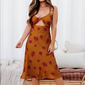 NanaMacs Mustard Floral Midi Dress